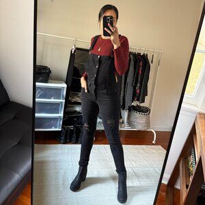 Boohoo Distressed Skinny Overalls